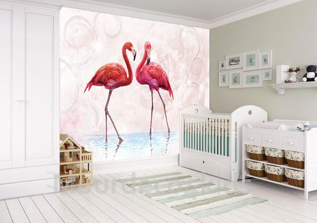 Flamingo fotobehang babykamer