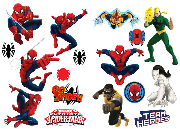 Spiderman muurstickers team heroes