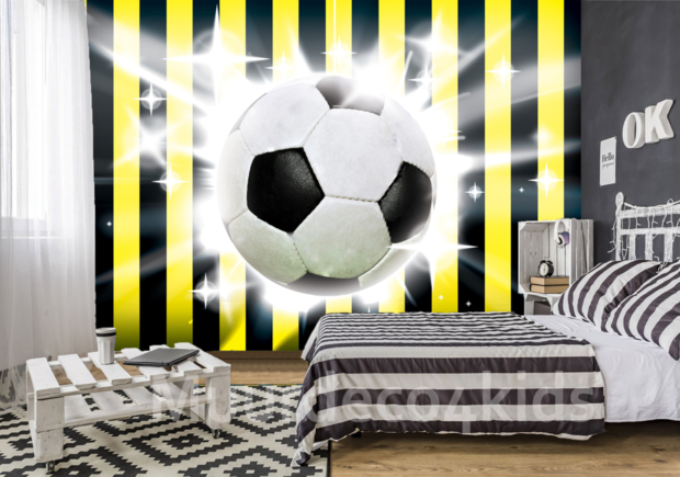 Voetbal behang Geel Zwart