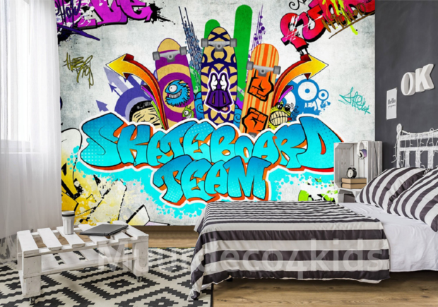 graffiti behang skateboard