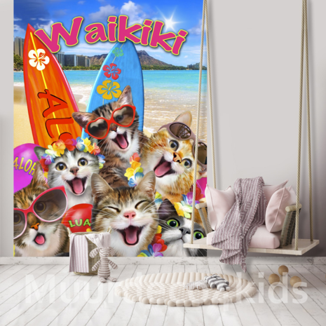 Katten fotobehang Selfie Waikiki