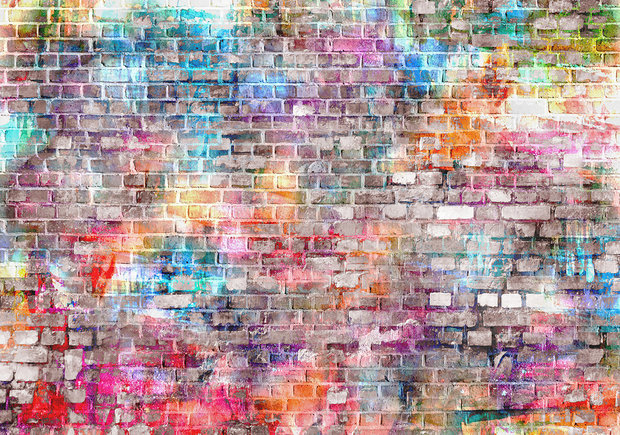 Gekleurde stenen muur fotobehang