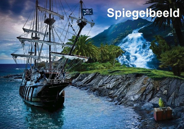 Piraten fotobehang Piratenschip Blauw