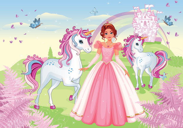 Princess fotobehang Unicorns