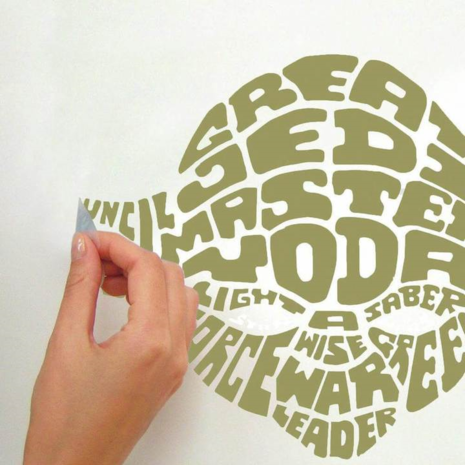 Star Wars muursticker Yoda Typographic