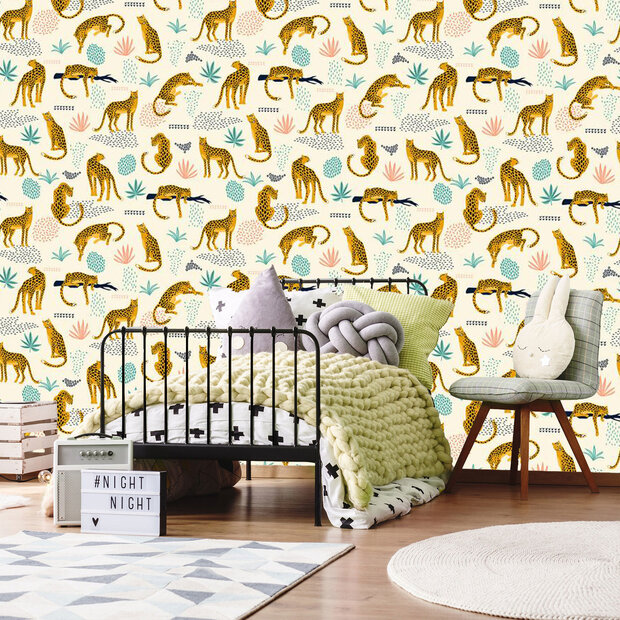 Luipaarden behang kinderkamer