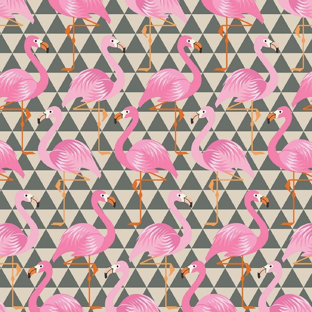 Flamingo behang met patroon