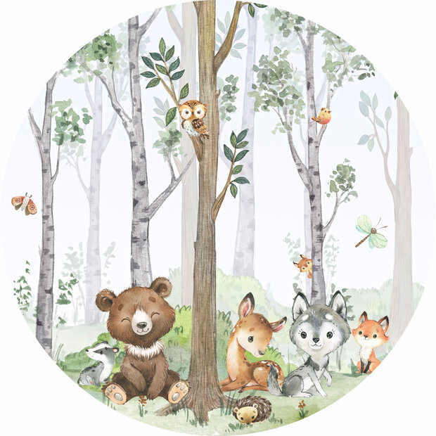 Muurcirkel Bos en Babydieren M4K002