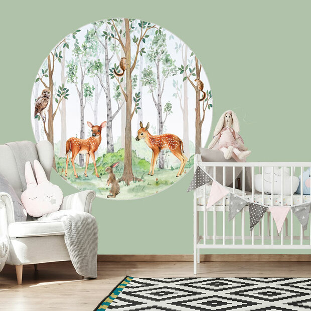 Bos Behangcirkel Aquarel Dieren