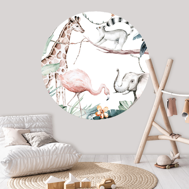Kinderkamer muurcirkel Paradise Jungle Animals