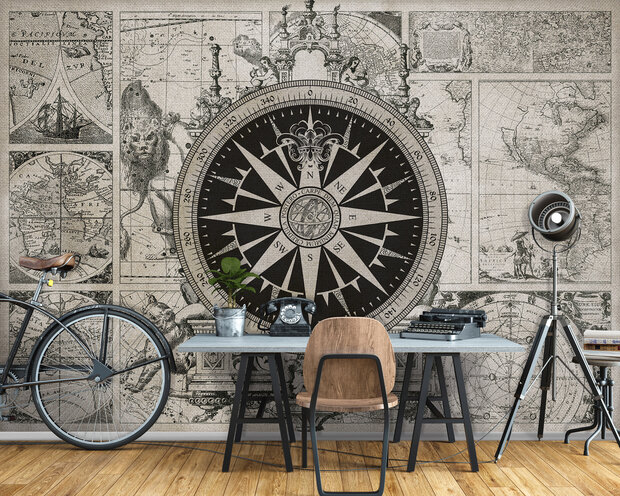 Vintage kaart met kompas