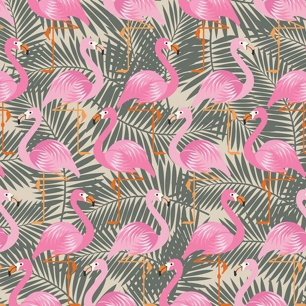 Flamingo jungle fotobehang