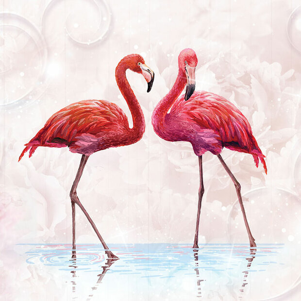 Flamingo fotobehang zachtroze
