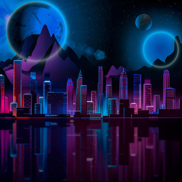 Futuristische stad fotobehang