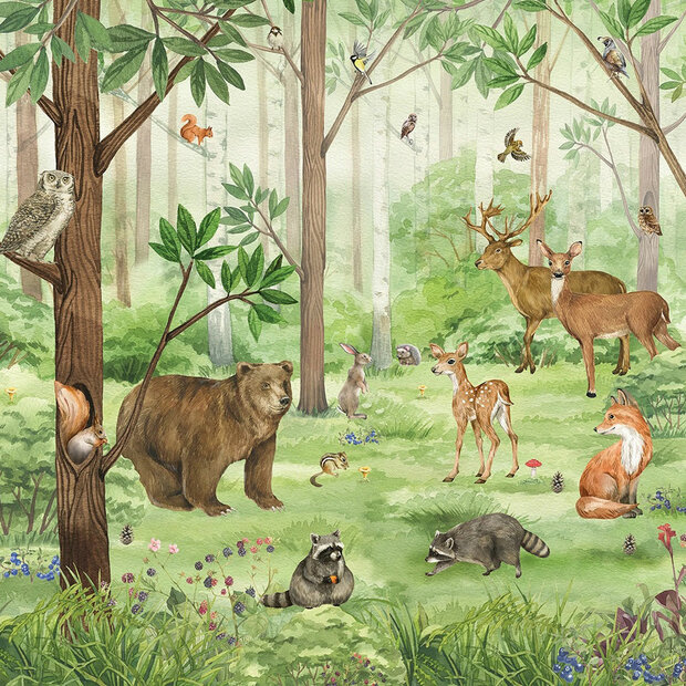 Bosdieren fotobehang Playful Forest