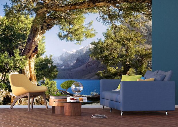 Bos fotobehang Bergmeer 