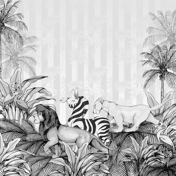 Lion King fotobehang Zwart Wit