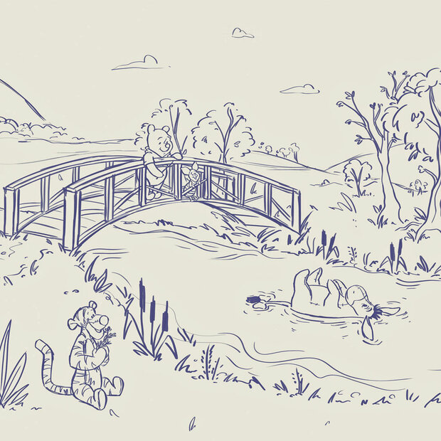 Winnie the Pooh fotobehang Blue Ink