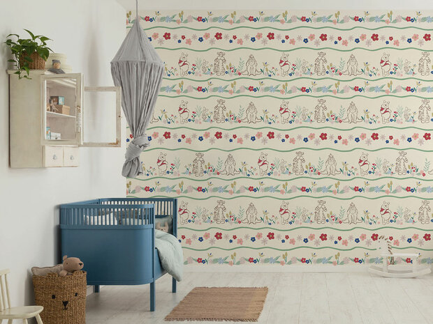 Winnie the Pooh behang Friends in Garden