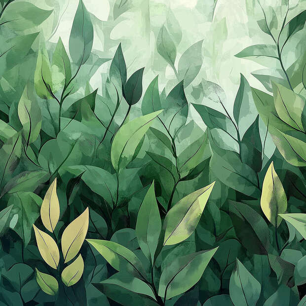 Groene Bladeren fotobehang V95