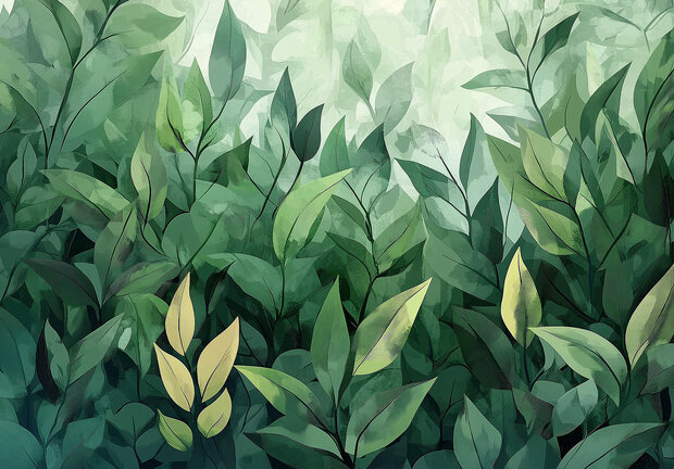 Groene Bladeren fotobehang V95