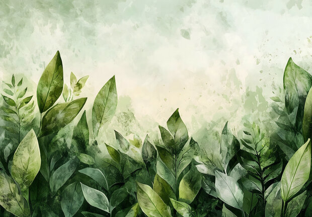 Groene Bladeren fotobehang V98