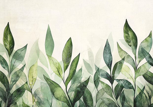 Groene Bladeren fotobehang V02