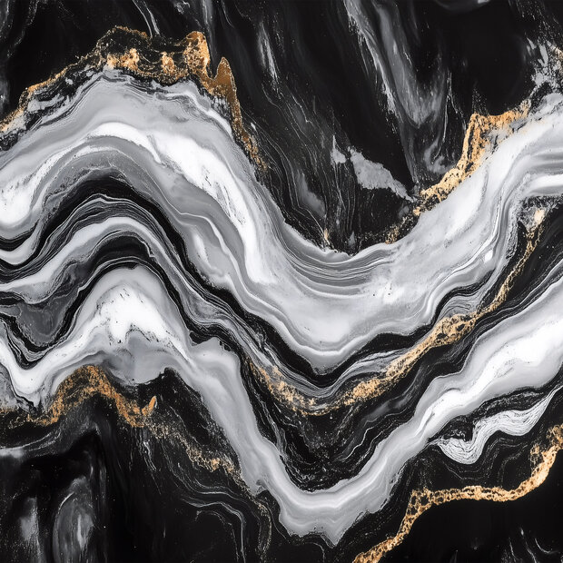 Marmer fotobehang Zwart Wit Goud
