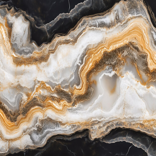 Marmer fotobehang Wit Goud Zwart