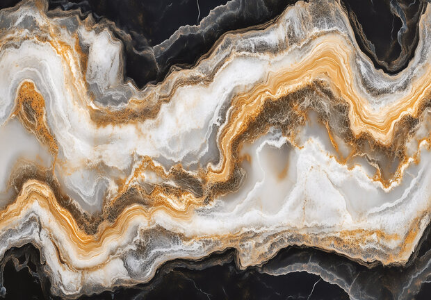 Marmer fotobehang Wit Goud Zwart