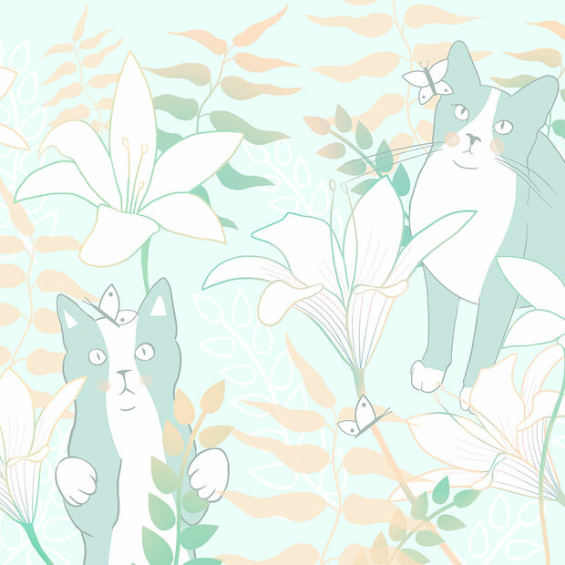 Katten behang Cat Matters - Groen