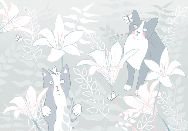 Katten behang Cat Matters - Grijs