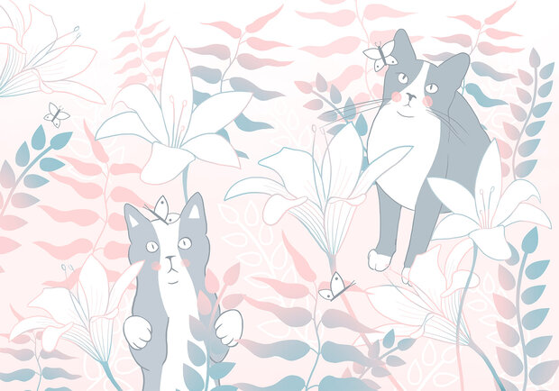 Katten behang Cat Matters - Roze