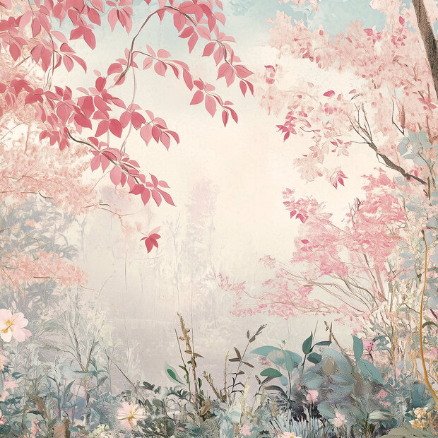 Bos fotobehang Pink Forest