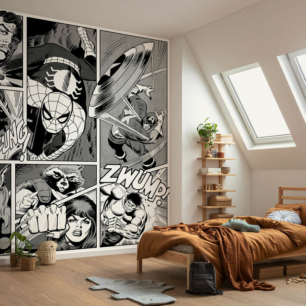 Marvel Classic Comic Panel behang Zwart-Wit