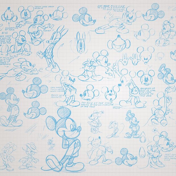 Mickey Mouse behang Sketches