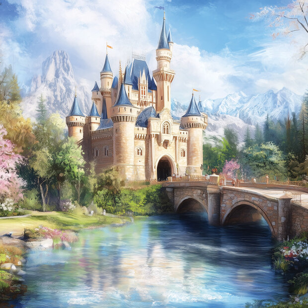 Magisch Kasteel en Landschap fotobehang