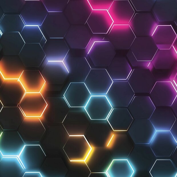 Hexagon fotobehang Neon