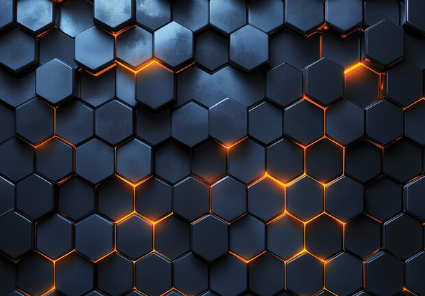 Hexagon fotobehang Glowing