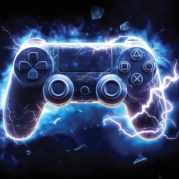 Game controller fotobehang Blauw