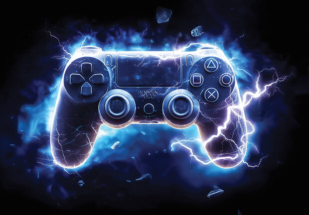 Game controller fotobehang Blauw