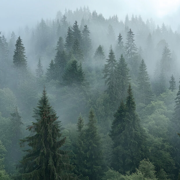 Mistig bos fotobehang V27