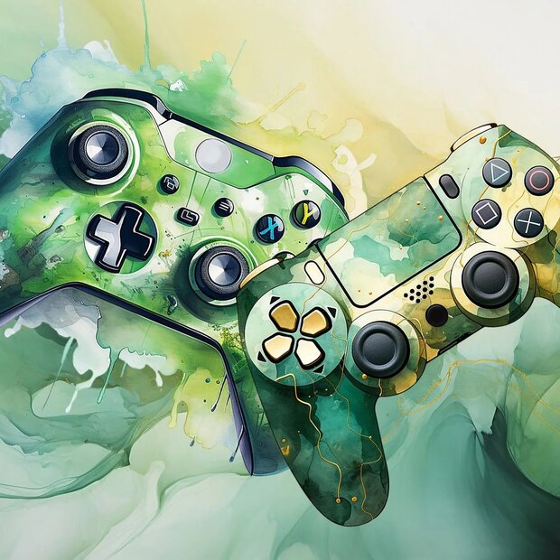 Game controllers fotobehang Groen