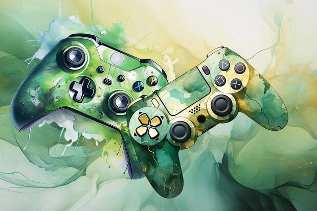 Game controllers fotobehang Groen