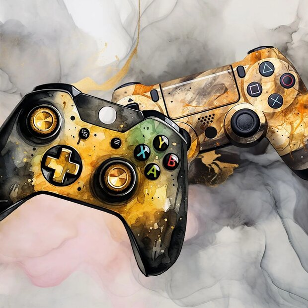 Game controllers fotobehang Geel