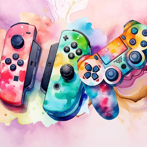 Kleurrijke Game Controllers fotobehang 