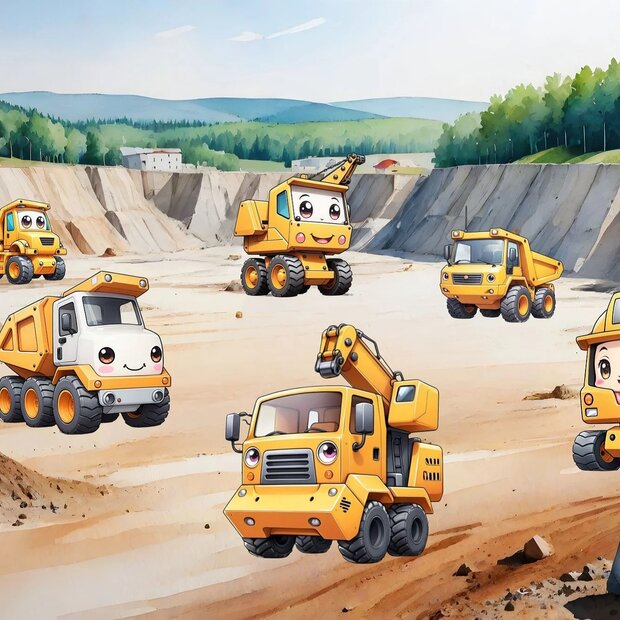 Bouwvoertuigen fotobehang VINYL