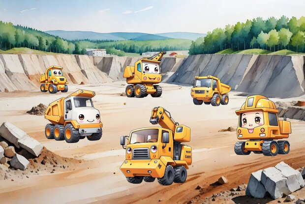 Bouwvoertuigen fotobehang VINYL