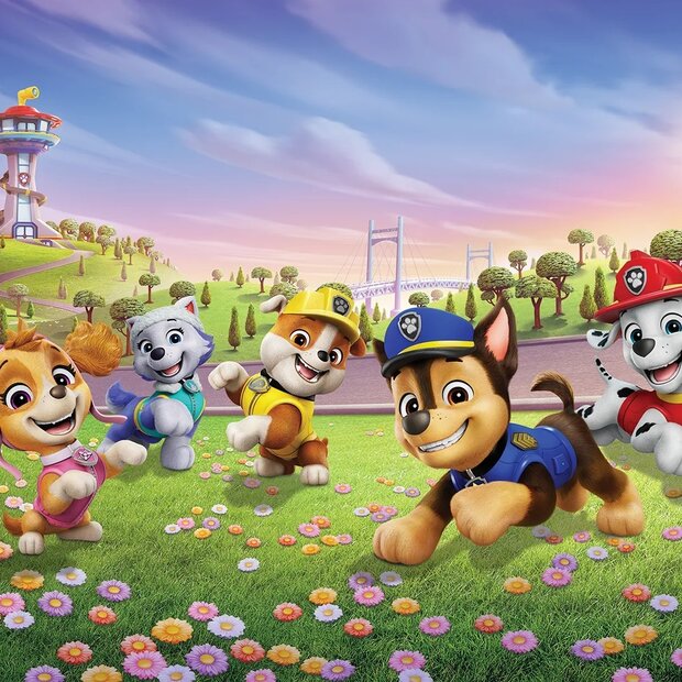 Paw Patrol fotobehang Bloemenveld XL