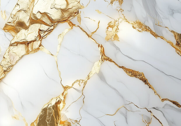 Wit Marmer met Goud fotobehang